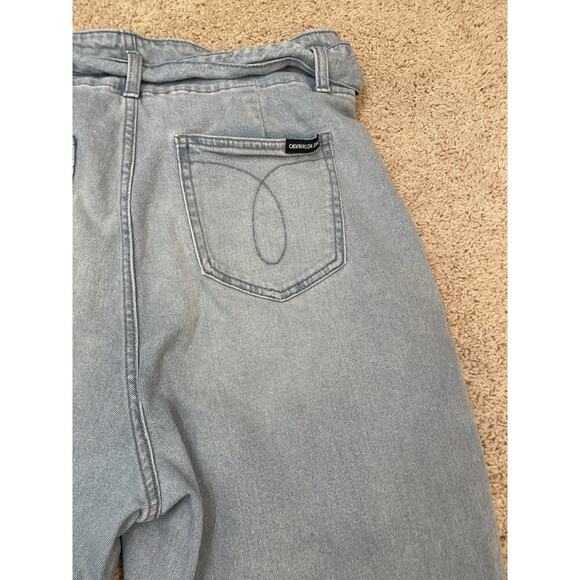 Vintage Calvin Klein Jeans Womens 32 Blue Denim Baggy High Rise‎ 90s w/ belt y2K - Picture 11 of 11